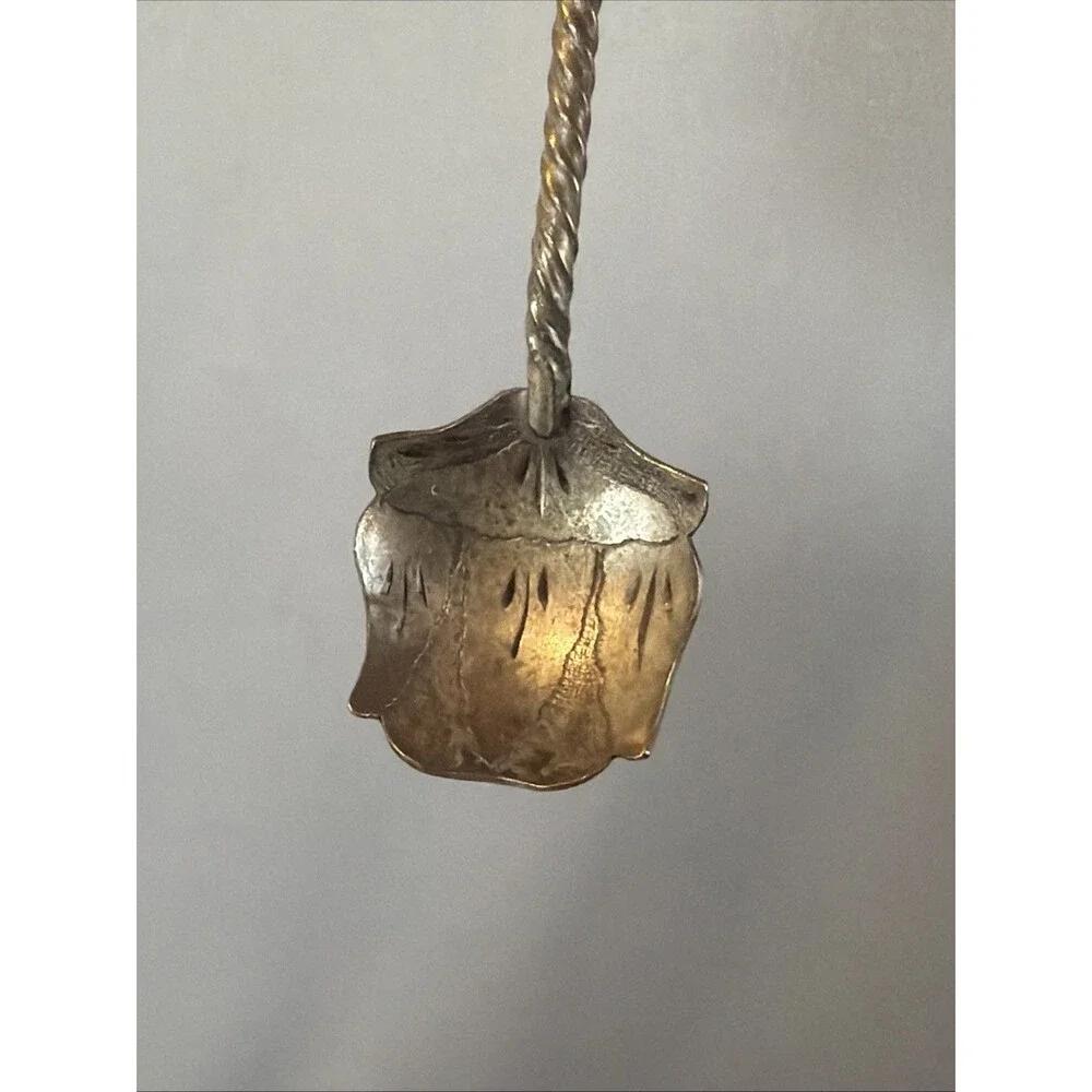 INDONESIAN YOGYA SPOON / WAYANG CHARACTER TWISTED HANDLE WITH LEAF BOWL MARKED